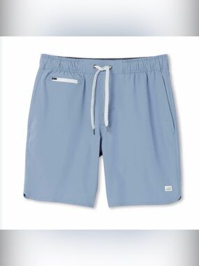 Vuori Light Blue Elastic Waist Swim Trunks with Drawstring!